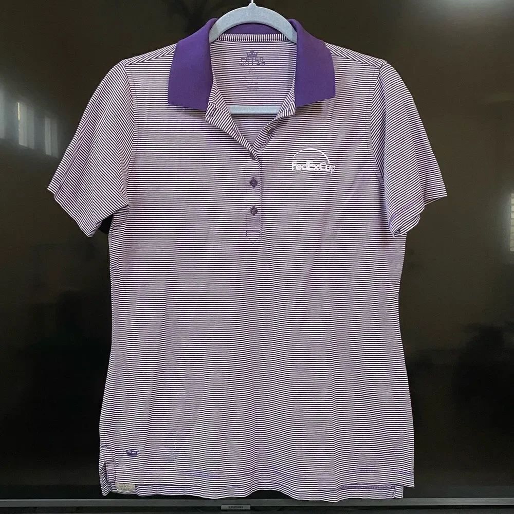 Peter Millar Women's Purple Striped Polo FedEx Cup, Size L
